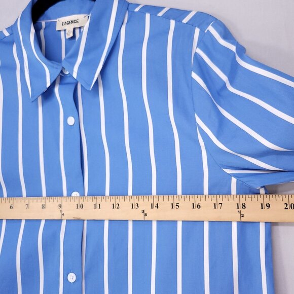 L’AGENCE Layla Tunic Blouse Back Vent Womens Small Oversized Button Front Stiped - Picture 7 of 15